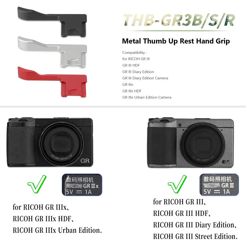 Haoge THB-GR3B Metal Hot Shoe Thumb Up Rest Hand Grip for RICOH GR4 GR III X GRIII GR3 GR3X GR IV Camera Black - Image 5